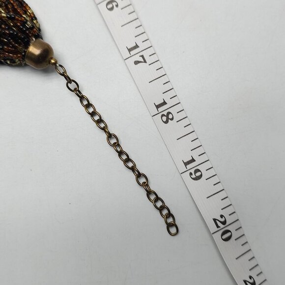 Multi Strand Brown Black Glass Seed Beaded Bib Necklace With Adjustable Chain - Picture 4 of 4